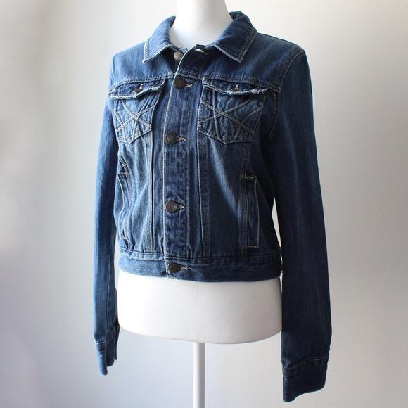 Blue Vintage Y2K Aeropostale Cropped Denim Jean Jacket - Picture 1 of 7